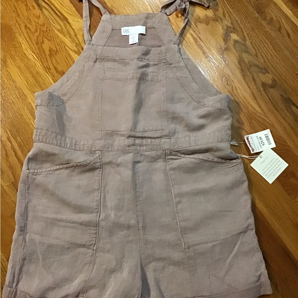 Nwt C&C California Women's Beige Jumpsuit size large linen blend